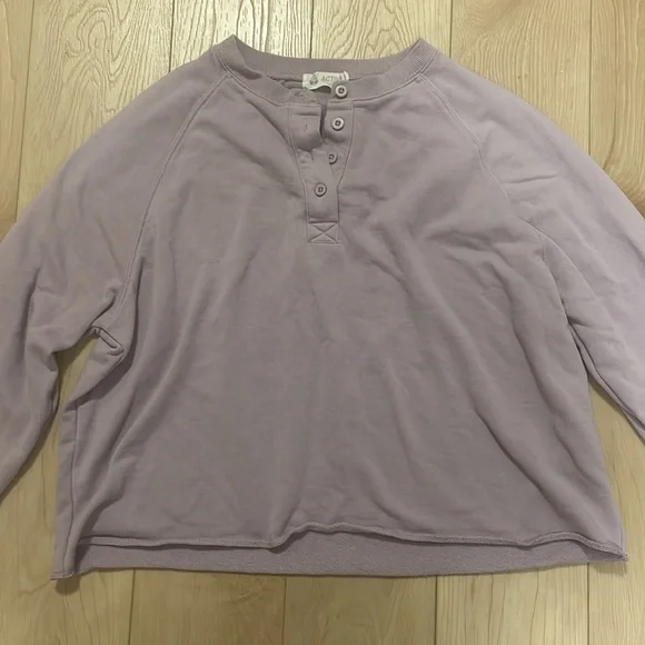 Yoga Jeans Active Cropped Henley Sweatshirt, sz M - Picture 3 of 10